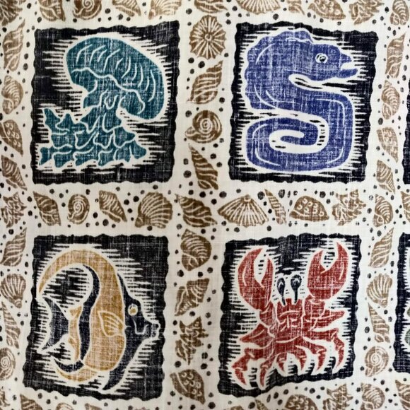 Reyn Spooner Dietrich Varez Mens Size L Sea Life Reverse Print 1/4 Popover Shirt - Picture 6 of 9